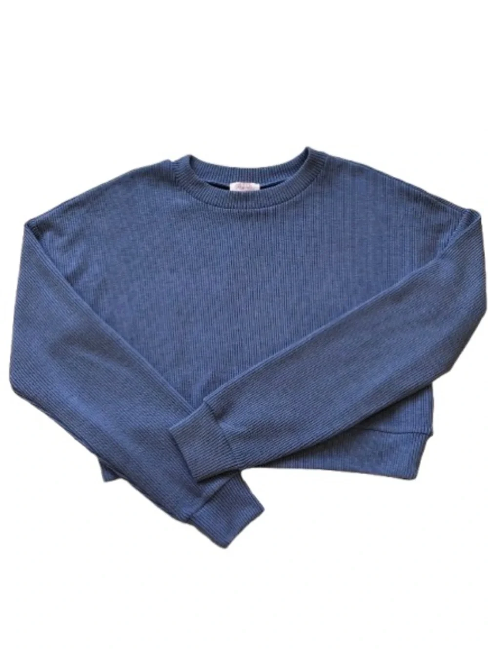 Pink Lily Ribbed Knit Lounge Set in Dusty Blue Size S, M